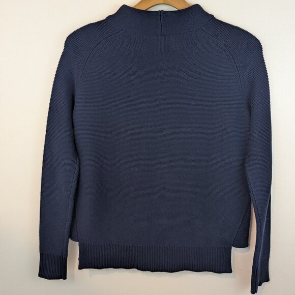 Kinross Navy Garter Stitch Sweater, Sz S - Picture 2 of 10
